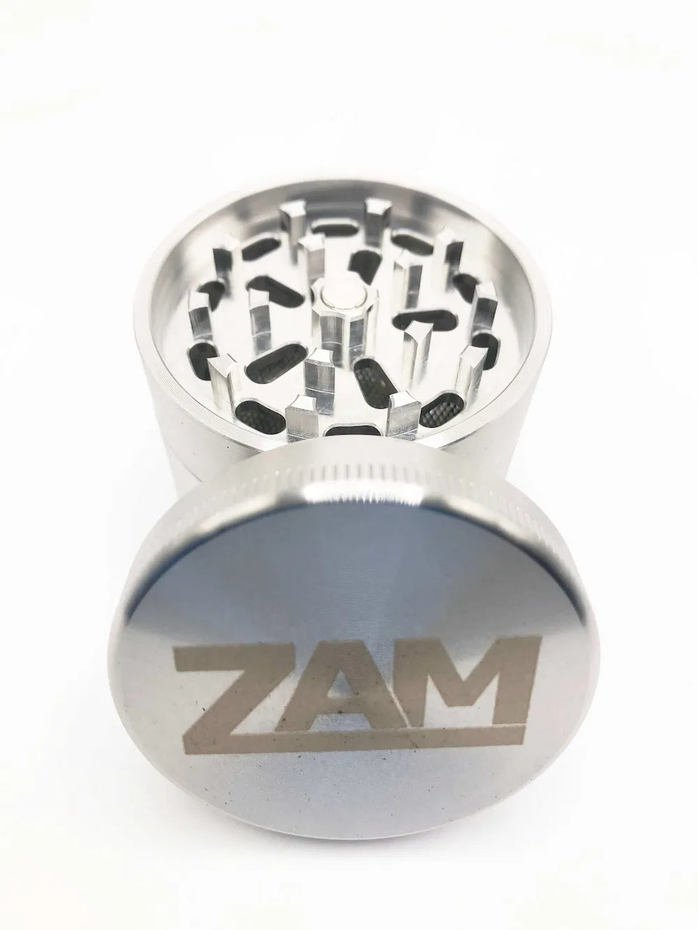 4 piece stainless steel 2.1" zam grinder