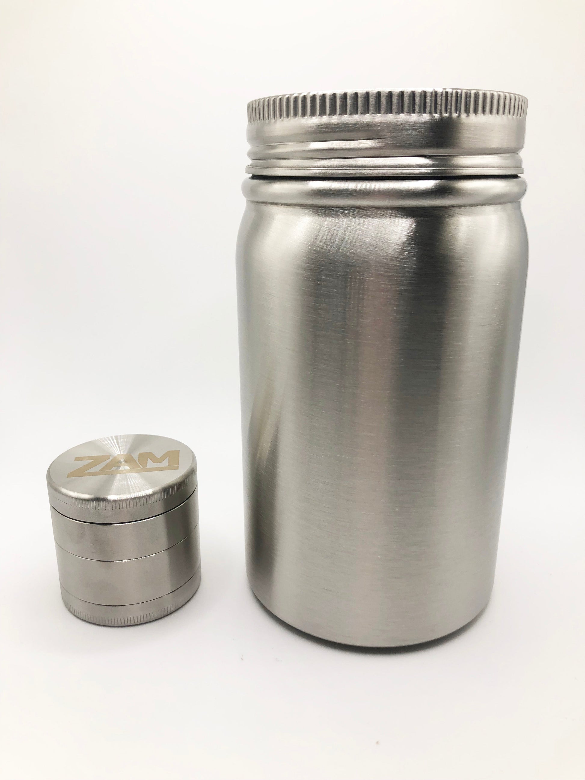 Stainless Steel Bundle - Grinder/Mason Jar/Rolling Tray/Scooper - ZAM Grinders